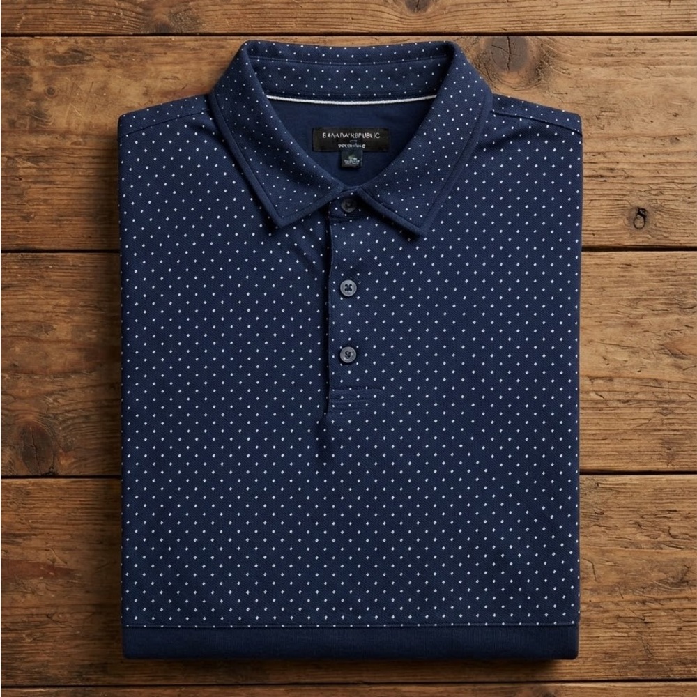 Banana Republic Men’s XL Navy Polo with Micro Dot Print